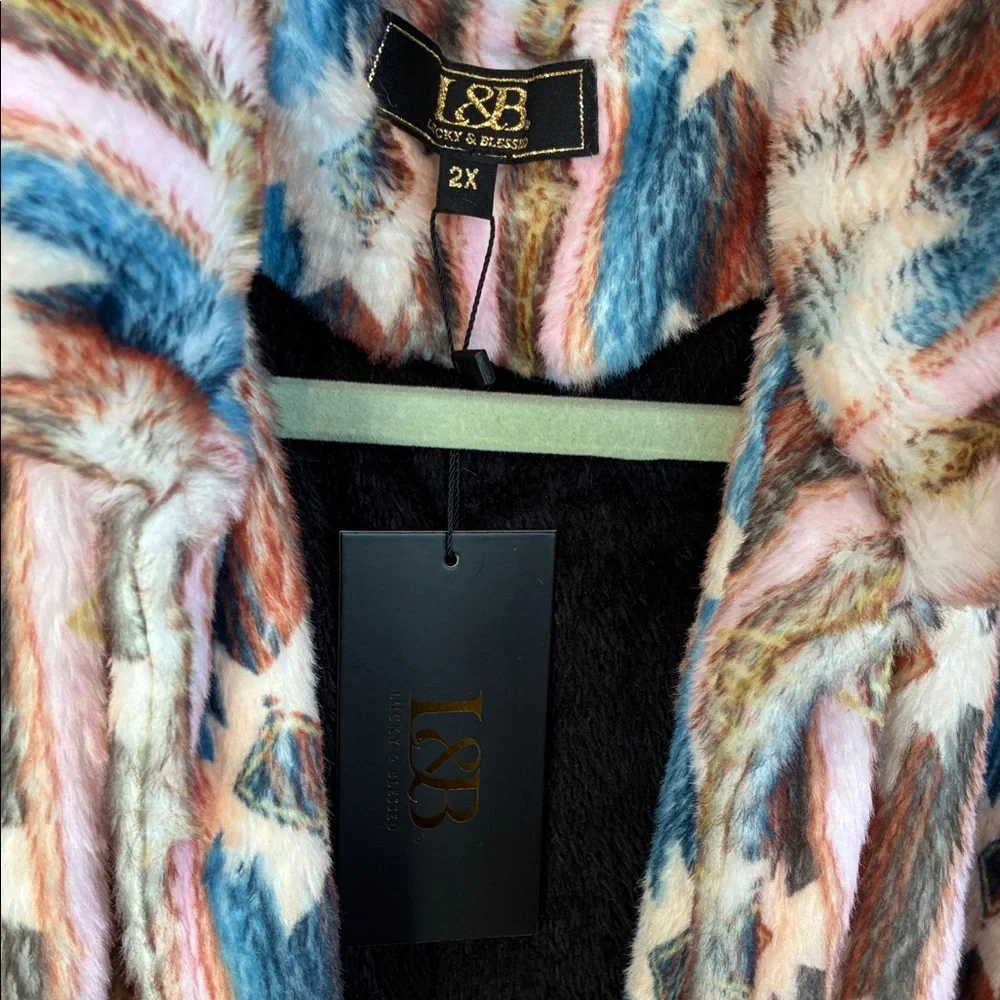 L&B Multicolor Southwestern Patterned Teddy Jacket - Picture 3 of 3